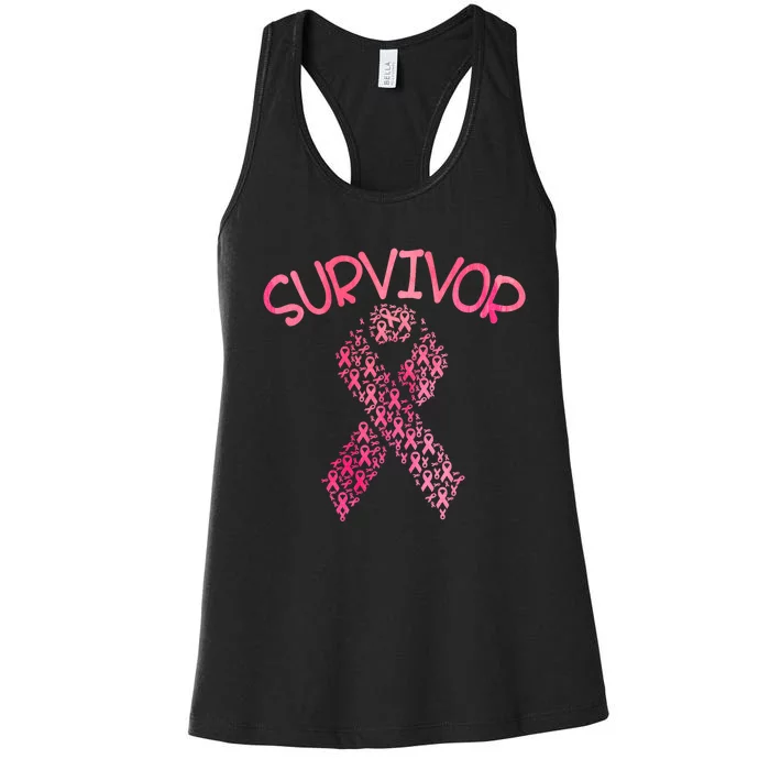 Survivor Pink Ribbon Won Breast Cancer Awareness Women's Racerback Tank