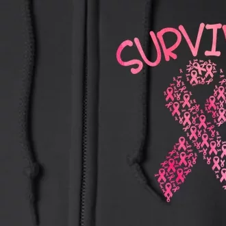 Survivor Pink Ribbon Won Breast Cancer Awareness Full Zip Hoodie