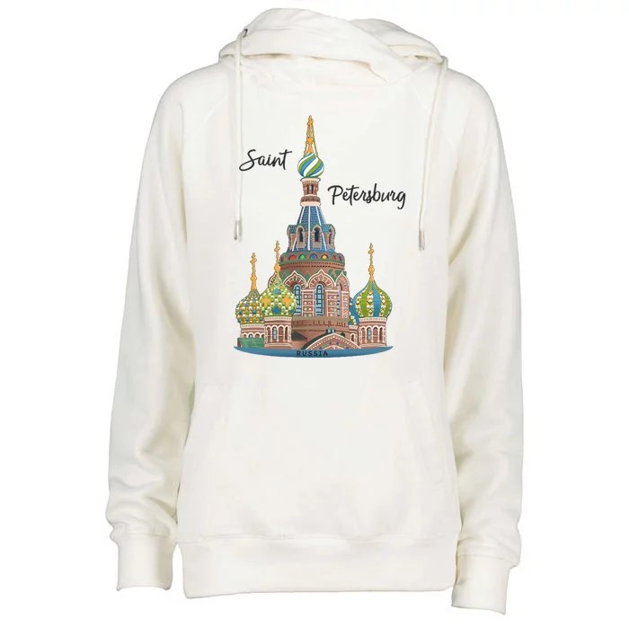 St. Petersburg Russia Church Of The Resurrection Womens Funnel Neck Pullover Hood