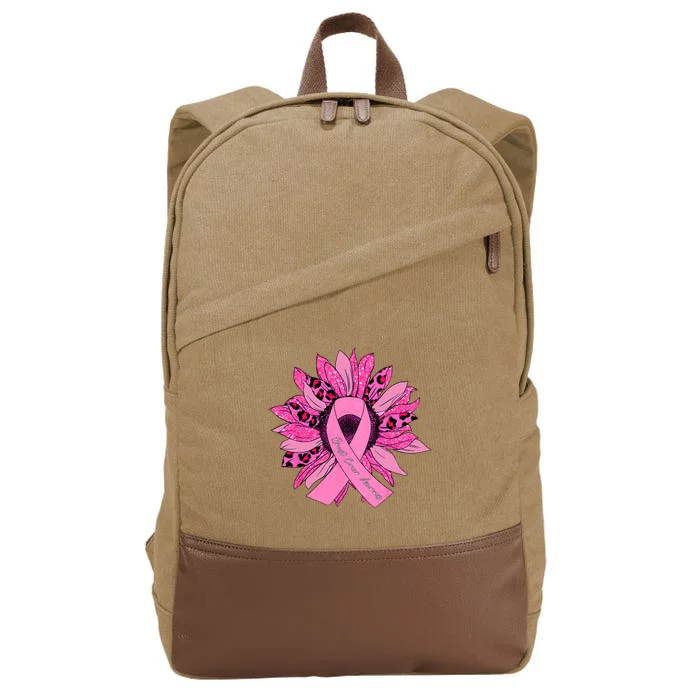 Sunflower Pink Ribbon Breast Cancer Awareness Cancer Warrior Cotton Canvas Backpack