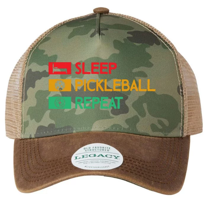 Sleep Pickleball Repeat Pickleball Paddles Sport Gift Legacy Tie Dye Trucker Hat