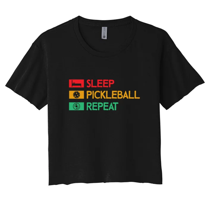 Sleep Pickleball Repeat Pickleball Paddles Sport Gift Women's Crop Top Tee