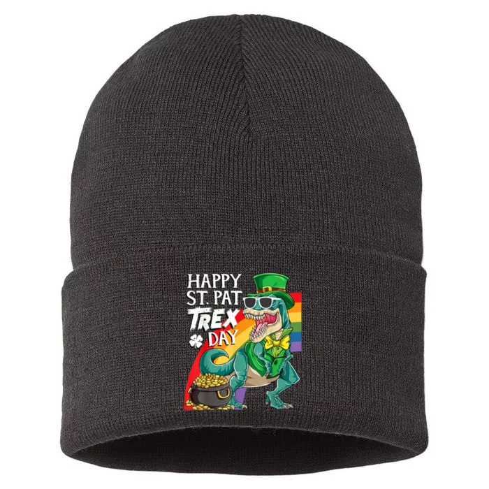 St Pat Rex Day Dinosaur St Patricks Day Sustainable Knit Beanie