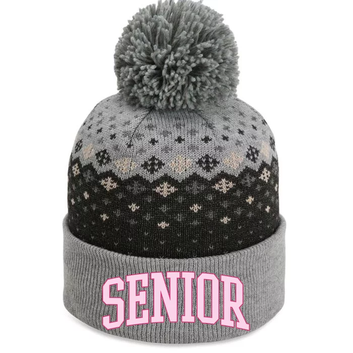 Senior Pink Retro Graduation The Baniff Cuffed Pom Beanie