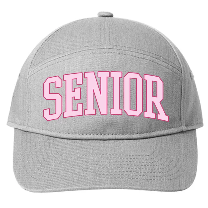 Senior Pink Retro Graduation 7-Panel Snapback Hat