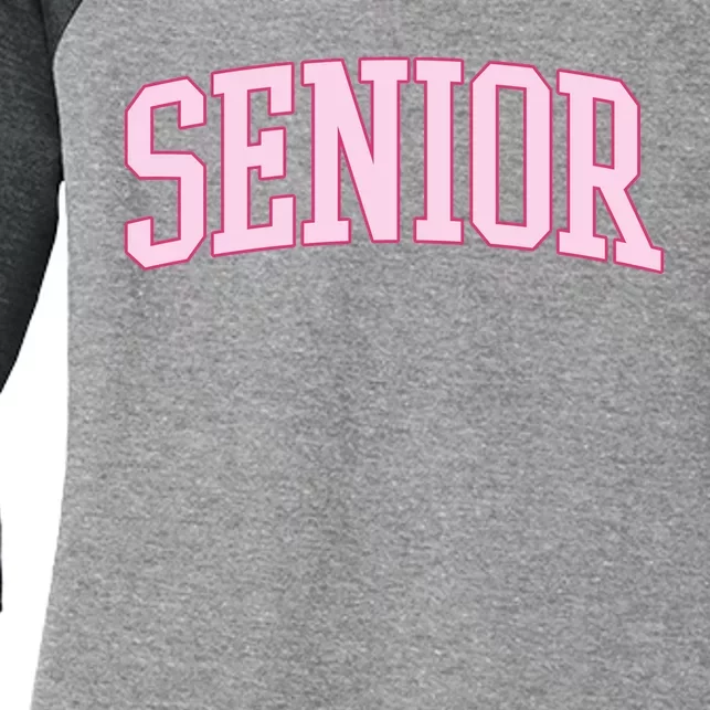 Senior Pink Retro Graduation Women's Tri-Blend 3/4-Sleeve Raglan Shirt