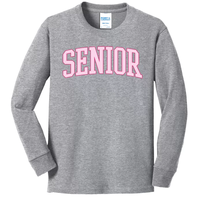 Senior Pink Retro Graduation Kids Long Sleeve Shirt