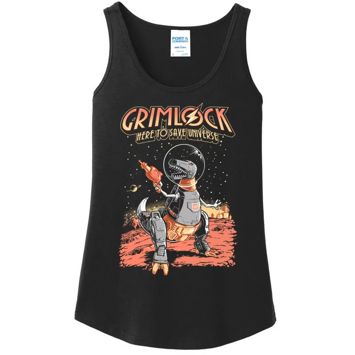 Space Pulp Robot Dinosaur Hero Ladies Essential Tank