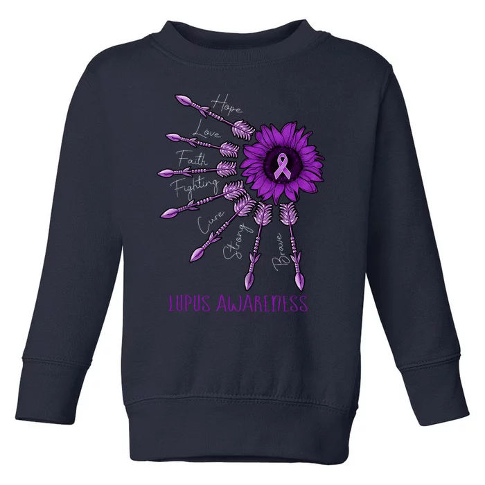 Sunflower Purple Ribbon Lupus Awareness Toddler Sweatshirt