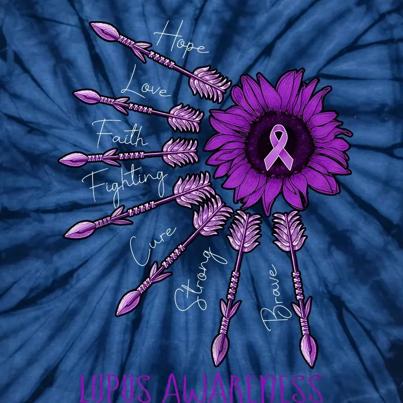 Sunflower Purple Ribbon Lupus Awareness Tie-Dye T-Shirt