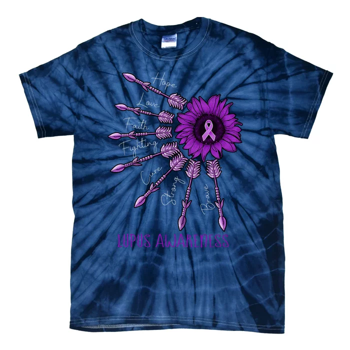 Sunflower Purple Ribbon Lupus Awareness Tie-Dye T-Shirt