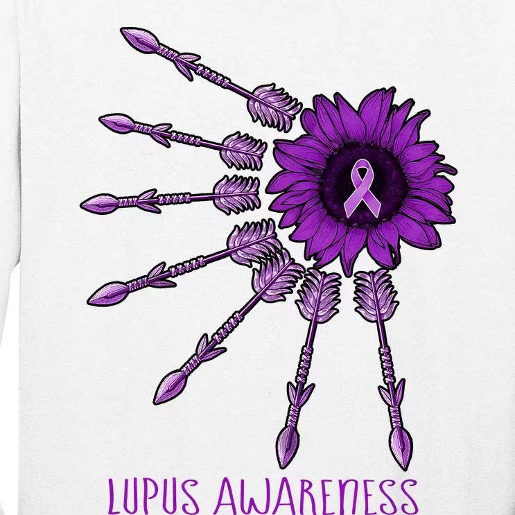 Sunflower Purple Ribbon Lupus Awareness Long Sleeve Shirt