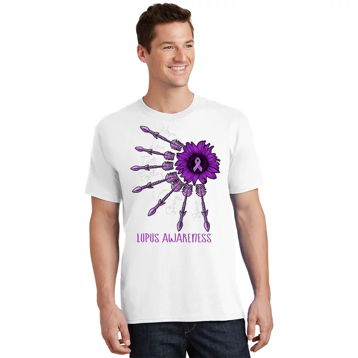 Sunflower Purple Ribbon Lupus Awareness T-Shirt