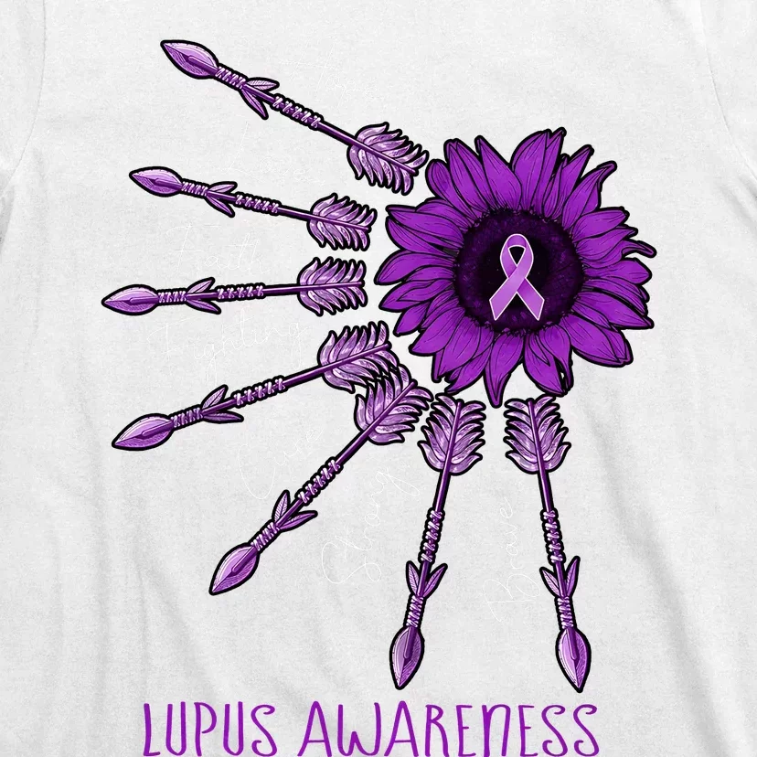 Sunflower Purple Ribbon Lupus Awareness T-Shirt