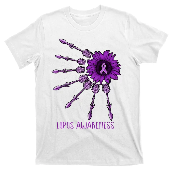 Sunflower Purple Ribbon Lupus Awareness T-Shirt