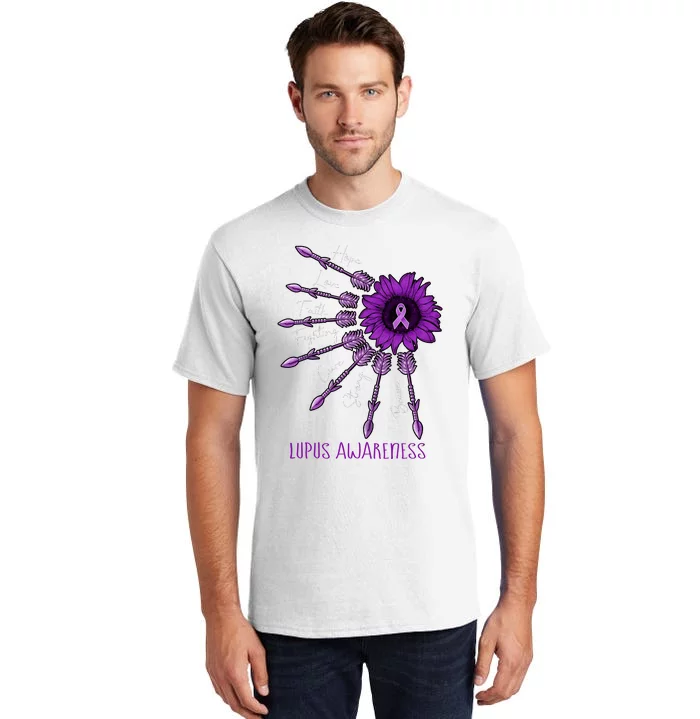 Sunflower Purple Ribbon Lupus Awareness Tall T-Shirt