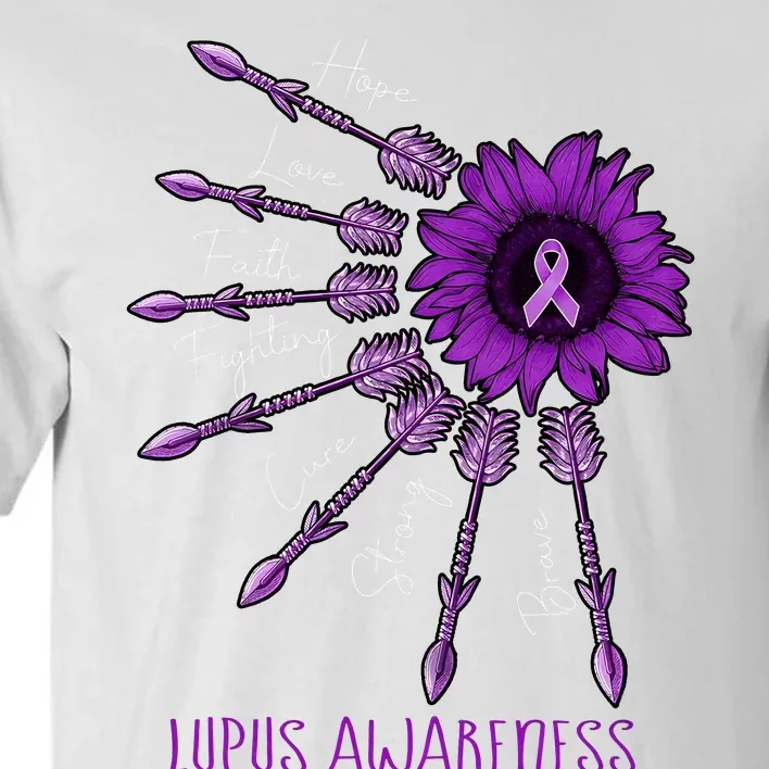 Sunflower Purple Ribbon Lupus Awareness Tall T-Shirt