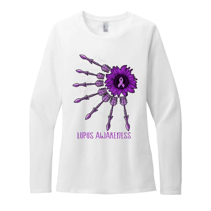 Sunflower Purple Ribbon Lupus Awareness Womens CVC Long Sleeve Shirt