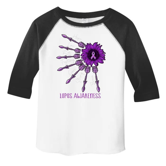 Sunflower Purple Ribbon Lupus Awareness Toddler Fine Jersey T-Shirt