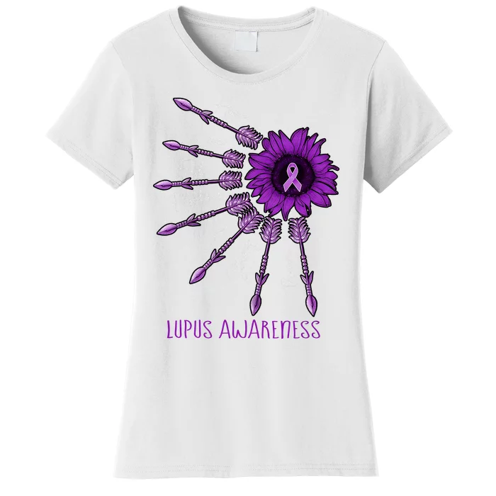 Sunflower Purple Ribbon Lupus Awareness Women's T-Shirt