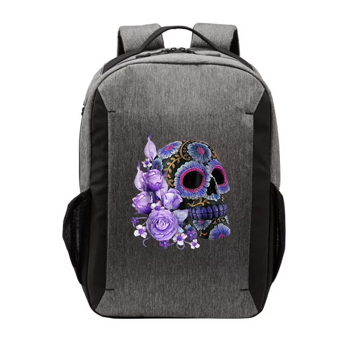 Sugar Purple Rose Skull Floral Vector Backpack