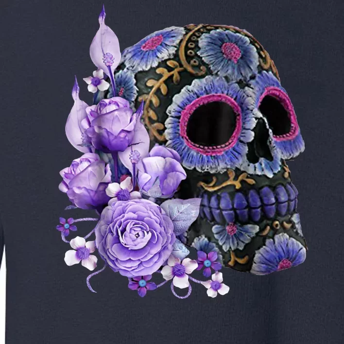 Sugar Purple Rose Skull Floral Toddler Sweatshirt