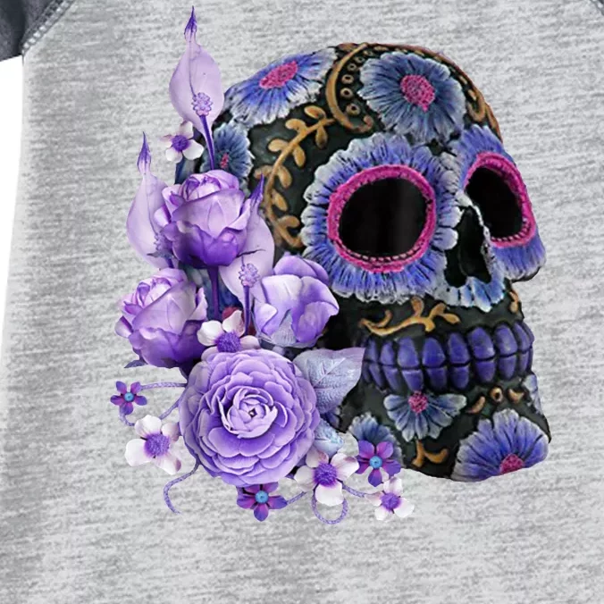 Sugar Purple Rose Skull Floral Infant Baby Jersey Bodysuit