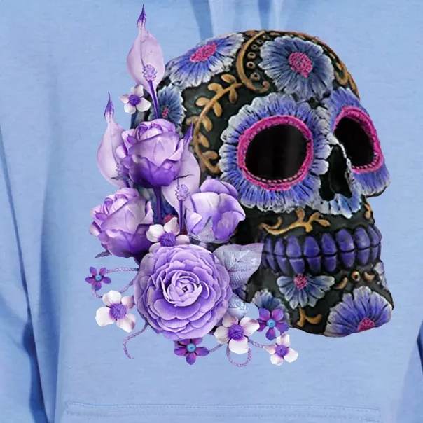 Sugar Purple Rose Skull Floral Unisex Surf Hoodie