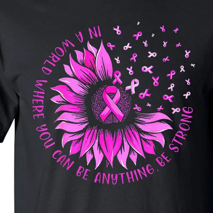 Sunflower Pink Ribbon Butterfly Breast Cancer Awareness Tall T-Shirt