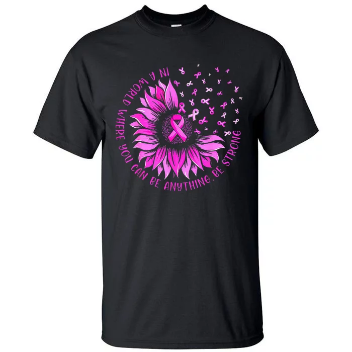 Sunflower Pink Ribbon Butterfly Breast Cancer Awareness Tall T-Shirt