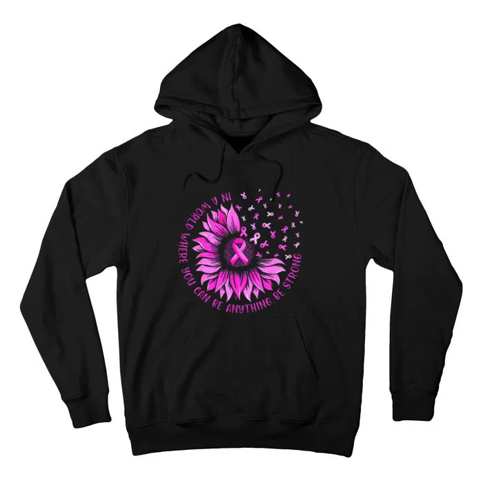 Sunflower Pink Ribbon Butterfly Breast Cancer Awareness Tall Hoodie