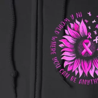 Sunflower Pink Ribbon Butterfly Breast Cancer Awareness Full Zip Hoodie