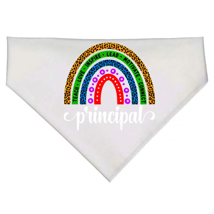 School Principal Rainbow Principal Week Funny Gift USA-Made Doggie Bandana