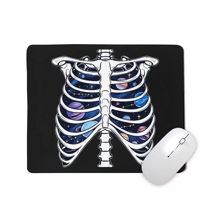 Skeleton Planets Rib Cage Halloween Skeleton Mousepad