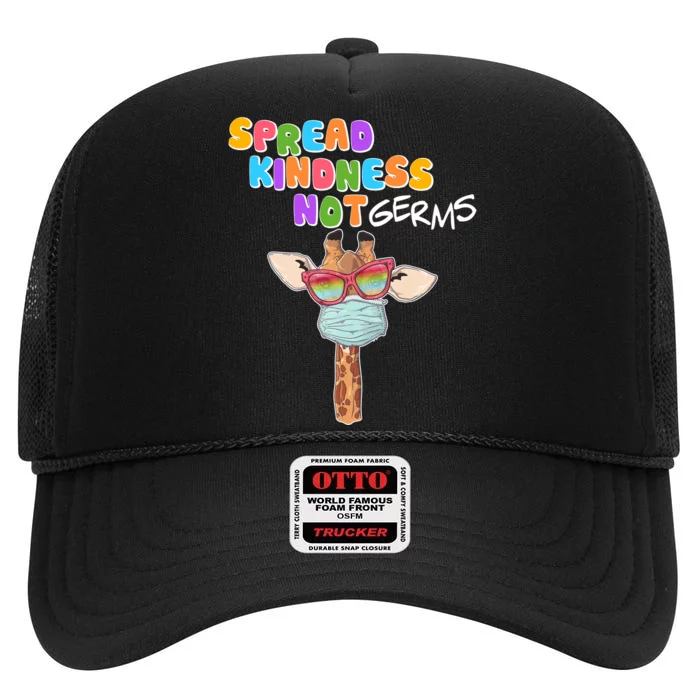 Spread Kindness Not Germs Masked Giraffe High Crown Mesh Trucker Hat