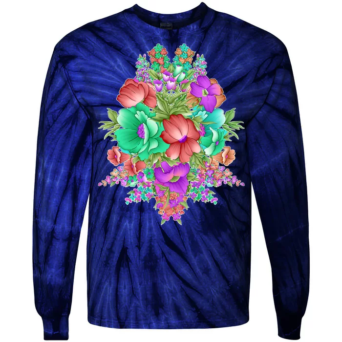 Spring Wild Flowers Bundle Bunch Tie-Dye Long Sleeve Shirt