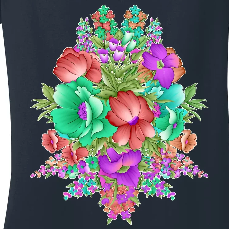 Spring Wild Flowers Bundle Bunch Women's V-Neck T-Shirt