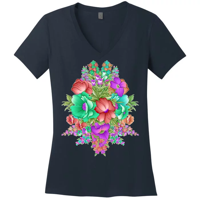 Spring Wild Flowers Bundle Bunch Women's V-Neck T-Shirt