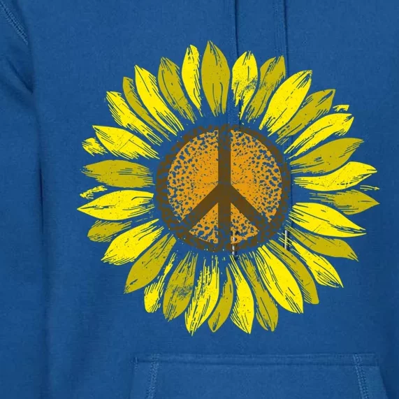 Sunflower Peace Sign Floral Hippie Love Retro Flower Peace Gift Premium Hoodie