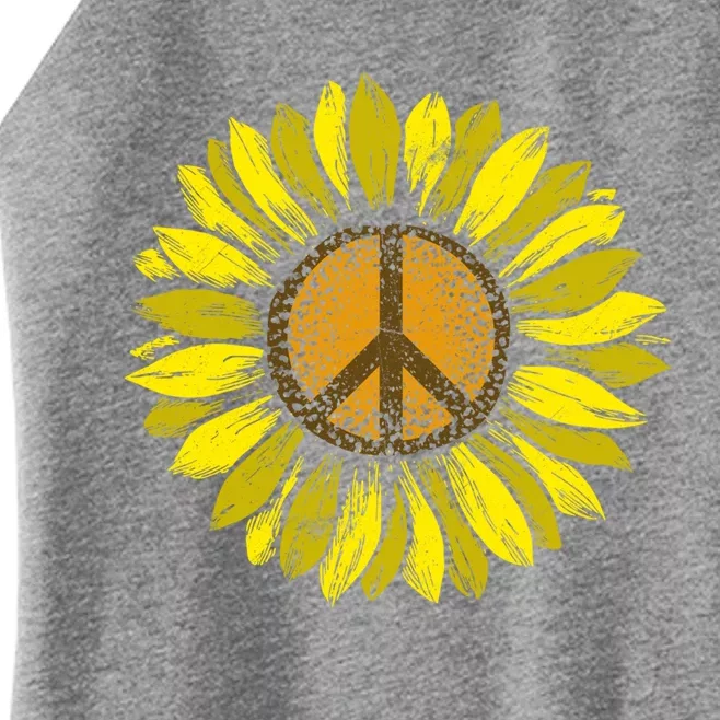 Sunflower Peace Sign Floral Hippie Love Retro Flower Peace Gift Women’s Perfect Tri Rocker Tank