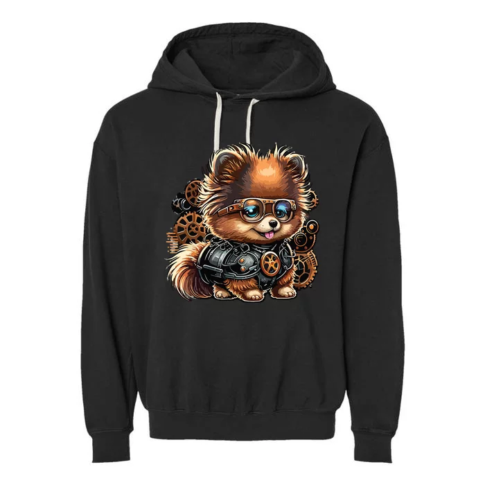 Steampunk Pomeranian Garment-Dyed Fleece Hoodie