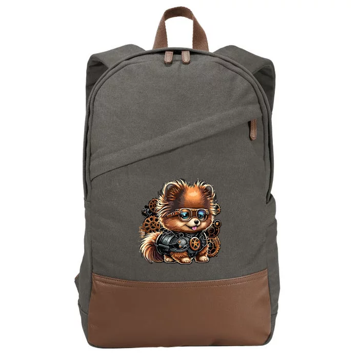 Steampunk Pomeranian Cotton Canvas Backpack