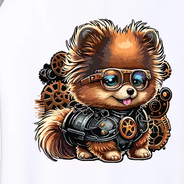 Steampunk Pomeranian Women's Tri-Blend 3/4-Sleeve Raglan Shirt