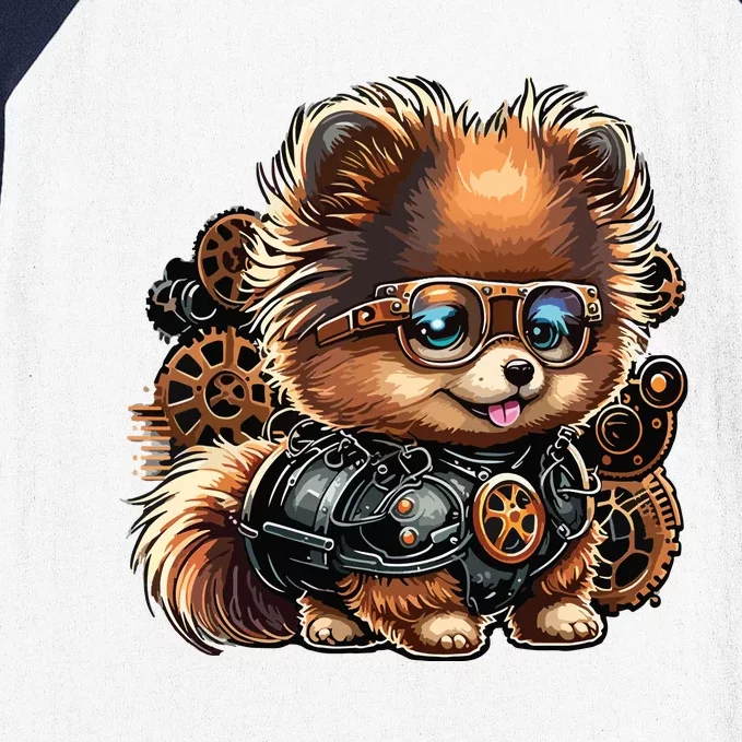 Steampunk Pomeranian Baseball Sleeve Shirt