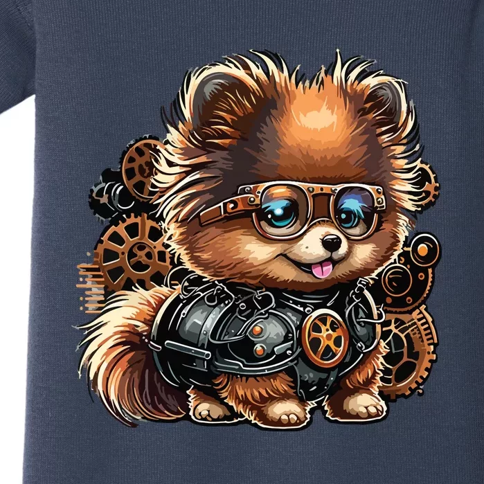 Steampunk Pomeranian Baby Bodysuit