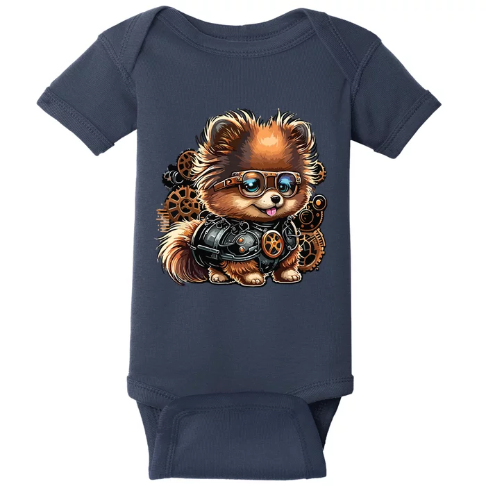 Steampunk Pomeranian Baby Bodysuit