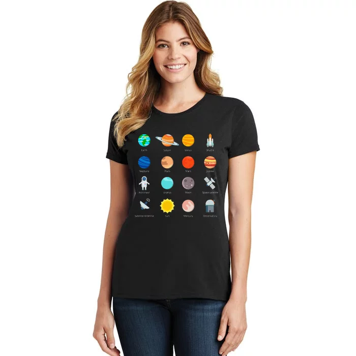 Space Planets Stars Solar System Astronomical Object Women's T-Shirt