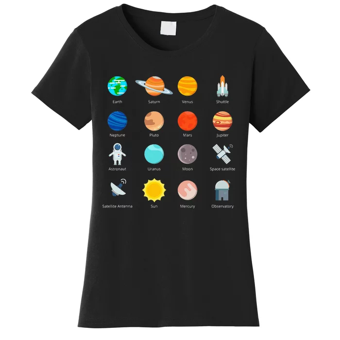 Space Planets Stars Solar System Astronomical Object Women's T-Shirt