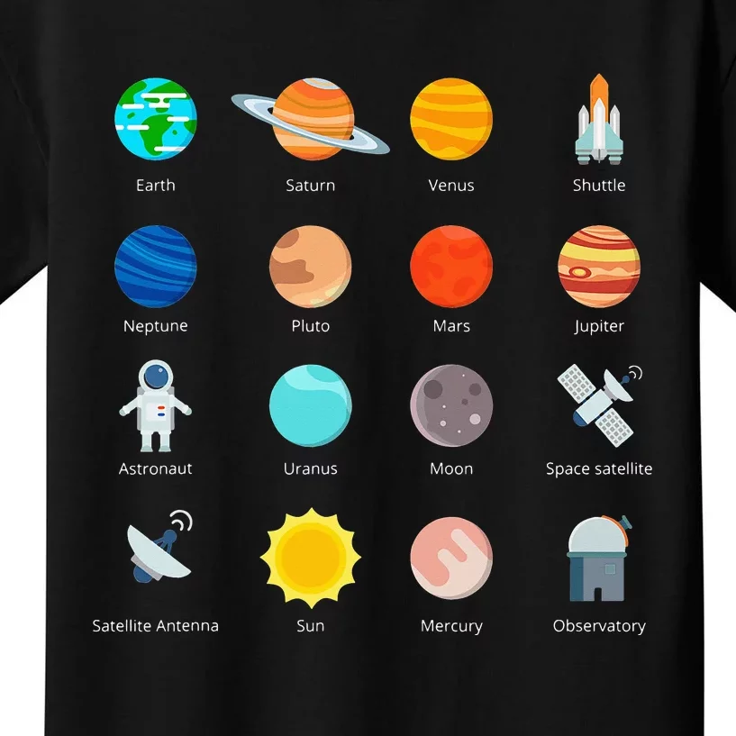 Space Planets Stars Solar System Astronomical Object Kids T-Shirt