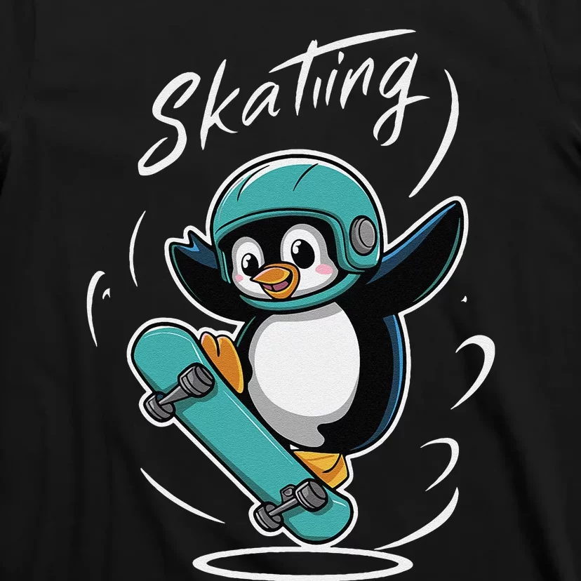 Skating Penguin Skateboard Funny Skater Penguin T-Shirt